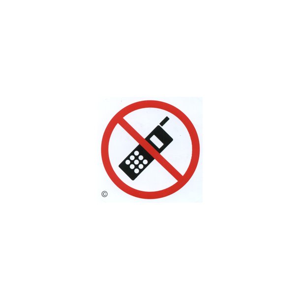 Mobiltelefon forbudt - 57x57 mm selvklbende plast