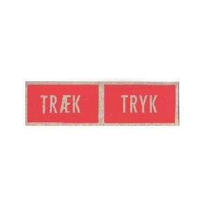 TR�K/TRYK -  selvkl�bende skilt i aluminium  4,5x16,5  mm