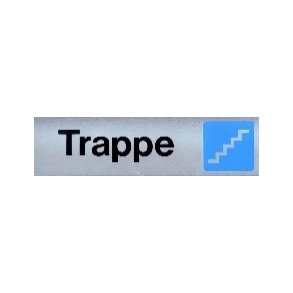 TRAPPE -  selvkl�bende skilt i aluminium  4,5x16,5  mm