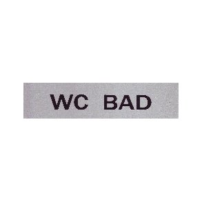 WC/BAD-  selvkl�bende skilt i aluminium  4,5x16,5  mm