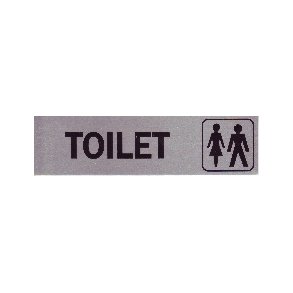 TOILET + SYMBOL-  selvkl�bende skilt i aluminium  4,5x16,5  mm