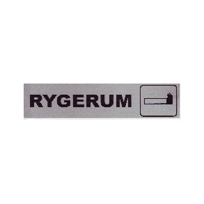 RYGERUM + SYMBOL  selvkl�bende skilt i aluminium  4,5x16,5  mm