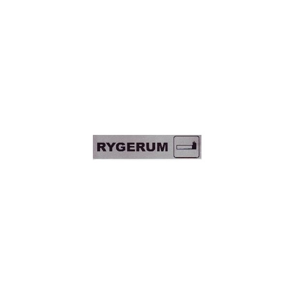 RYGERUM + SYMBOL  selvklbende skilt i aluminium  4,5x16,5  mm