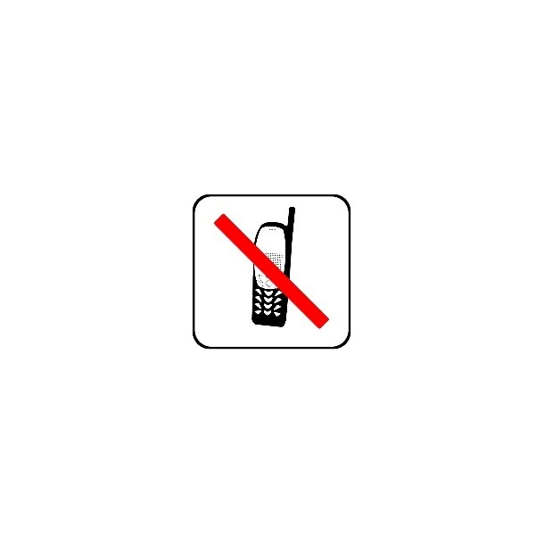 Mobiltelefon forbudt - symbol 8x8 cm