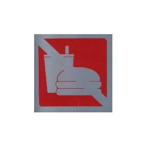Mad og drikke forbudt-  selvkl�bende skilt i aluminium 90x90 mm