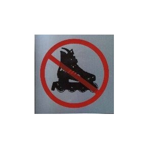 Rullesk�jter forbudt -  selvkl�bende skilt i aluminium 90x90 mm