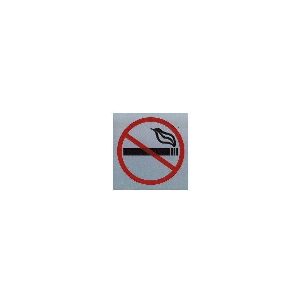 Tobaksrygning forbudt -  selvklbende skilt i aluminium 90x90 mm