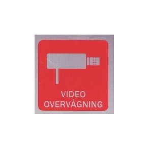 Videooverv�gning -  selvkl�bende skilt i aluminium 90x90 mm
