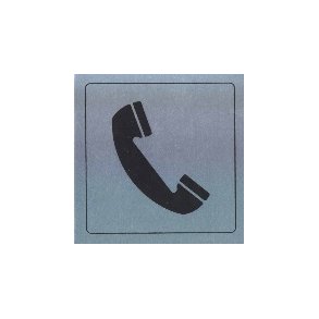 Telefonsymbol -  selvkl�bende skilt i aluminium 90x90 mm