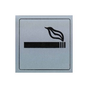 TOBAKSRYGNING TILLADT -  selvklbende skilt i aluminium 14x14  mm