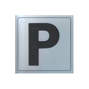 P - PARKERING -  selvklbende skilt i aluminium 14x14  mm