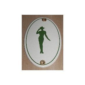 DAMESYMBOL- ovalt emaljeskilt blt  7x10 cm