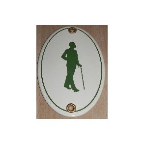 HERRESYMBOL- ovalt emaljeskilt bl�t  7x10 cm