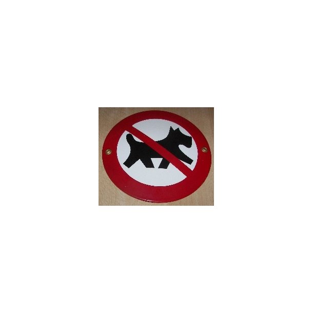 Hund forbudt - emaljeskilt hvidt/rdt  : 12 cm