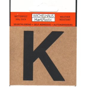 K - selvklbende bogstav  SORT 30 mm