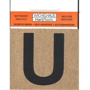 U - selvklbende bogstav  SORT 30 mm