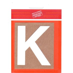 K selvklbende bogstav HVID