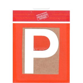 P selvklbende bogstav HVID