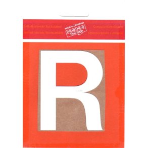 R selvklbende bogstav HVID