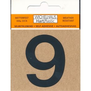 9- selvklbende tal  SORT 30 mm