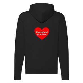 H�ttetr�je med lynl�s - zoodie  med tryk - k�rlighed p� afstand r�dt hjerte