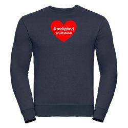 Sweatshirt med tryk - krlighed p afstand - rdt hjerte