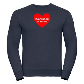 Sweatshirt med tryk - krlighed p afstand - rdt hjerte