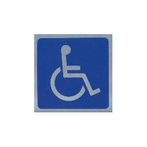 Handicapsymbol -  selvkl�bende skilt i aluminium 90x90 mm