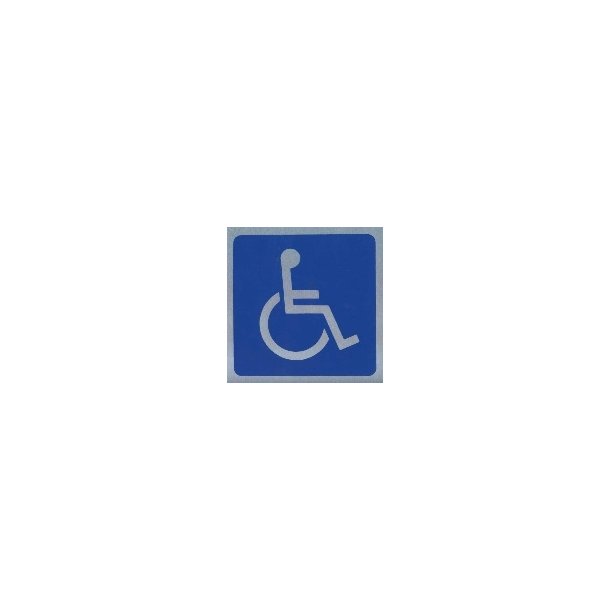 Handicapsymbol -  selvklbende skilt i aluminium 90x90 mm