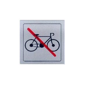 Henstilling af cykler forbudt -  selvkl�bende skilt i aluminium 90x90 mm
