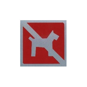 Hund forbudt-  selvkl�bende skilt i aluminium 90x90 mm