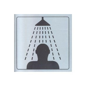 BRUSEBAD -  selvklbende skilt i aluminium 14x14  mm