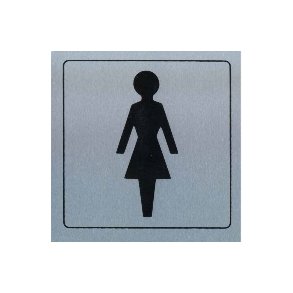 DAMESYMBOL -  selvklbende skilt i aluminium 14x14  mm