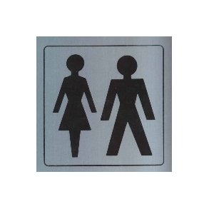 HERRE-DAME SYMBOL -  selvklbende skilt i aluminium 14x14  mm