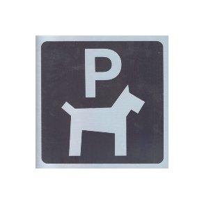 HUNDE PARKERING -  selvklbende skilt i aluminium 14x14  mm